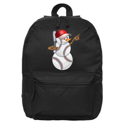 Baseball Snowman Balls Baseball Hat Snow Christmas 16 in Basic Backpack