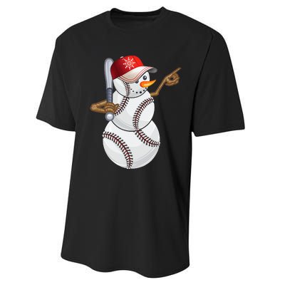 Baseball Snowman Balls Baseball Hat Snow Christmas Performance Sprint T-Shirt