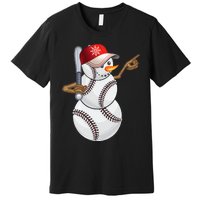 Baseball Snowman Balls Baseball Hat Snow Christmas Premium T-Shirt