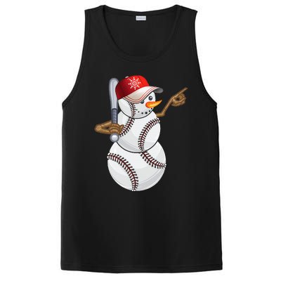 Baseball Snowman Balls Baseball Hat Snow Christmas PosiCharge Competitor Tank