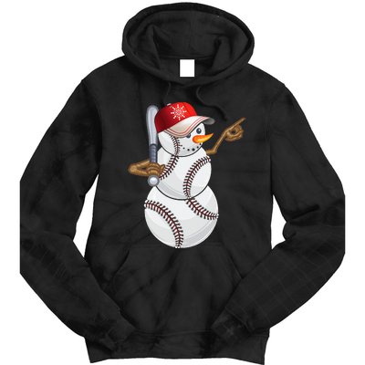 Baseball Snowman Balls Baseball Hat Snow Christmas Tie Dye Hoodie