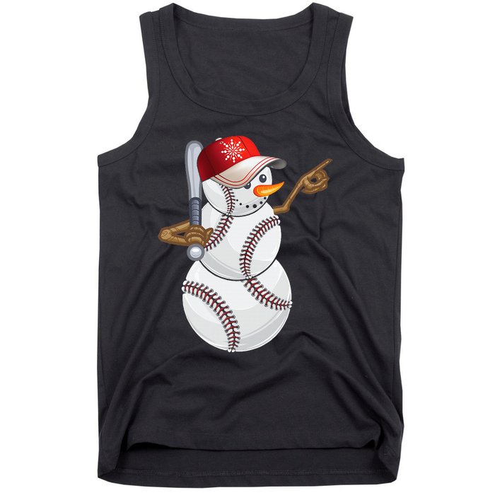 Baseball Snowman Balls Baseball Hat Snow Christmas Tank Top