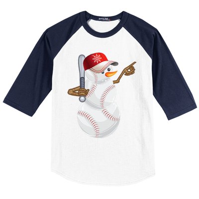 Baseball Snowman Balls Baseball Hat Snow Christmas Baseball Sleeve Shirt