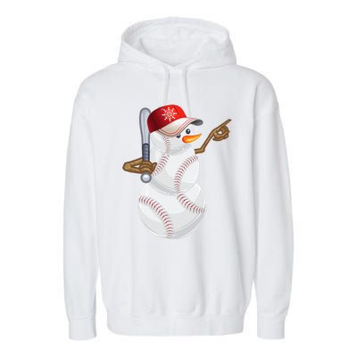 Baseball Snowman Balls Baseball Hat Snow Christmas Garment-Dyed Fleece Hoodie