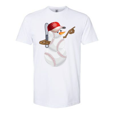 Baseball Snowman Balls Baseball Hat Snow Christmas Softstyle CVC T-Shirt