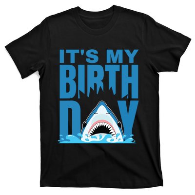 Blue Shark Birthday Shark Bite Its My Birthday T-Shirt