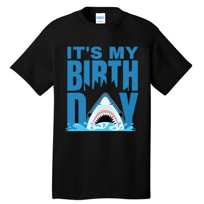 Blue Shark Birthday Shark Bite Its My Birthday Tall T-Shirt