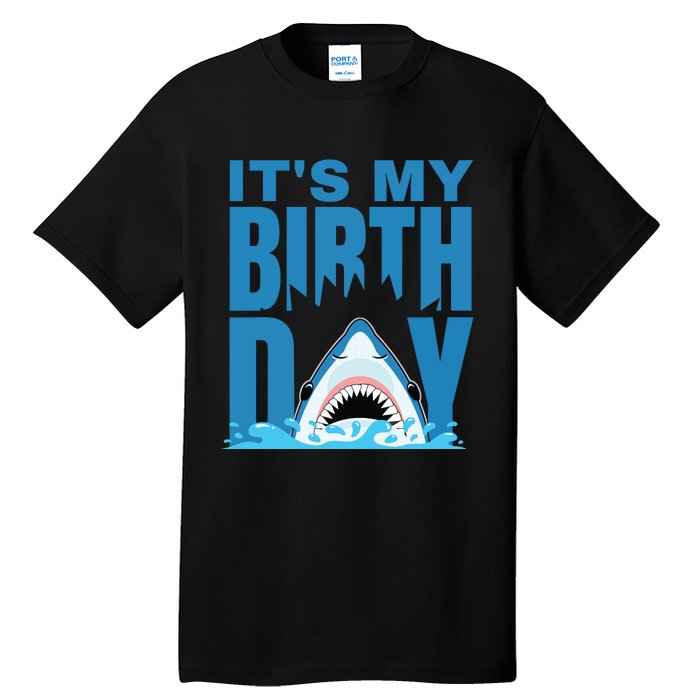 Blue Shark Birthday Shark Bite Its My Birthday Tall T-Shirt