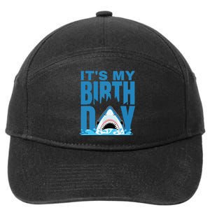 Blue Shark Birthday Shark Bite Its My Birthday 7-Panel Snapback Hat