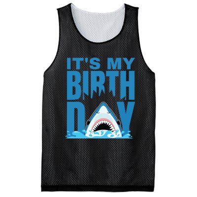 Blue Shark Birthday Shark Bite Its My Birthday Mesh Reversible Basketball Jersey Tank