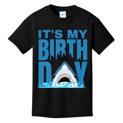 Blue Shark Birthday Shark Bite Its My Birthday Kids T-Shirt