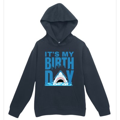 Blue Shark Birthday Shark Bite Its My Birthday Urban Pullover Hoodie