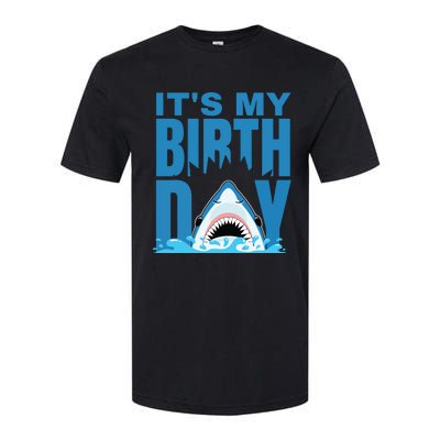 Blue Shark Birthday Shark Bite Its My Birthday Softstyle CVC T-Shirt