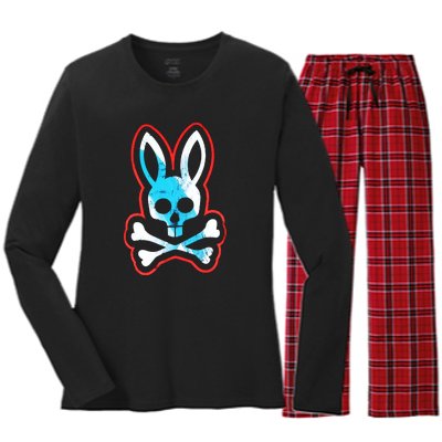 Bunny Skull Women's Long Sleeve Flannel Pajama Set 