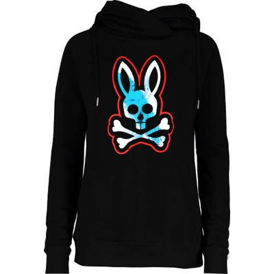 Bunny Skull Womens Funnel Neck Pullover Hood