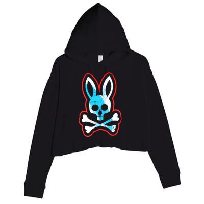 Bunny Skull Crop Fleece Hoodie