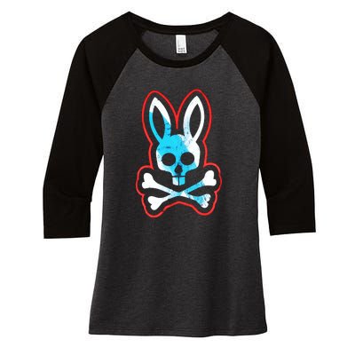 Bunny Skull Women's Tri-Blend 3/4-Sleeve Raglan Shirt