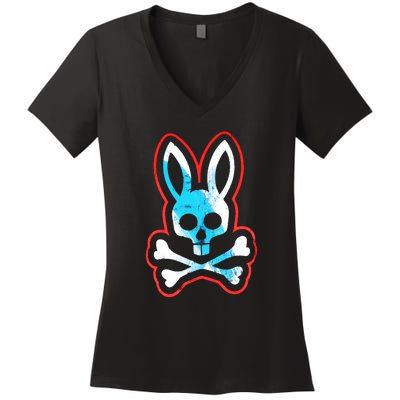 Bunny Skull Women's V-Neck T-Shirt