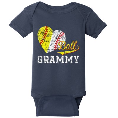 Baseball Softball Ball Heart Grammy Mother's Day Baby Bodysuit