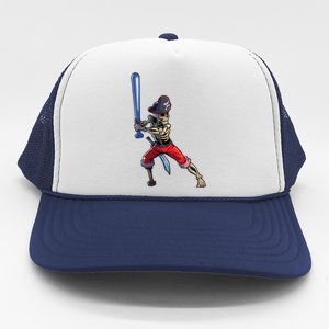 Baseball Skeleton Boy Pirate Baseball Halloween Trucker Hat