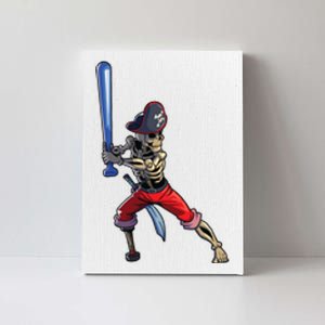 Baseball Skeleton Boy Pirate Baseball Halloween Canvas