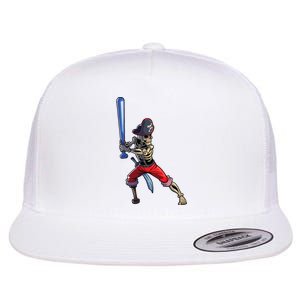 Baseball Skeleton Boy Pirate Baseball Halloween Flat Bill Trucker Hat