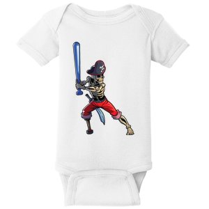 Baseball Skeleton Boy Pirate Baseball Halloween Baby Bodysuit