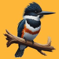 Bird Series. Belted Kingfisher Bird. ArtistS Rendition. Pom Pom 12in Knit Beanie