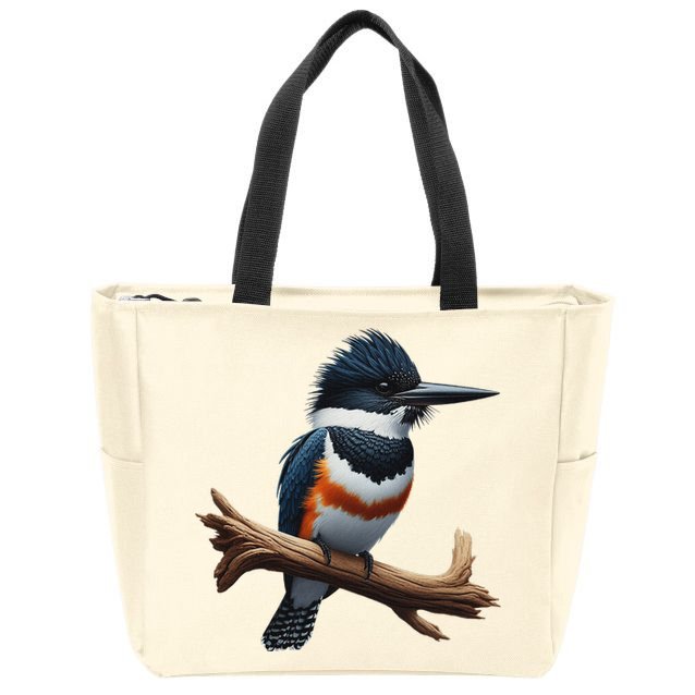 Bird Series. Belted Kingfisher Bird. ArtistS Rendition. Zip Tote Bag