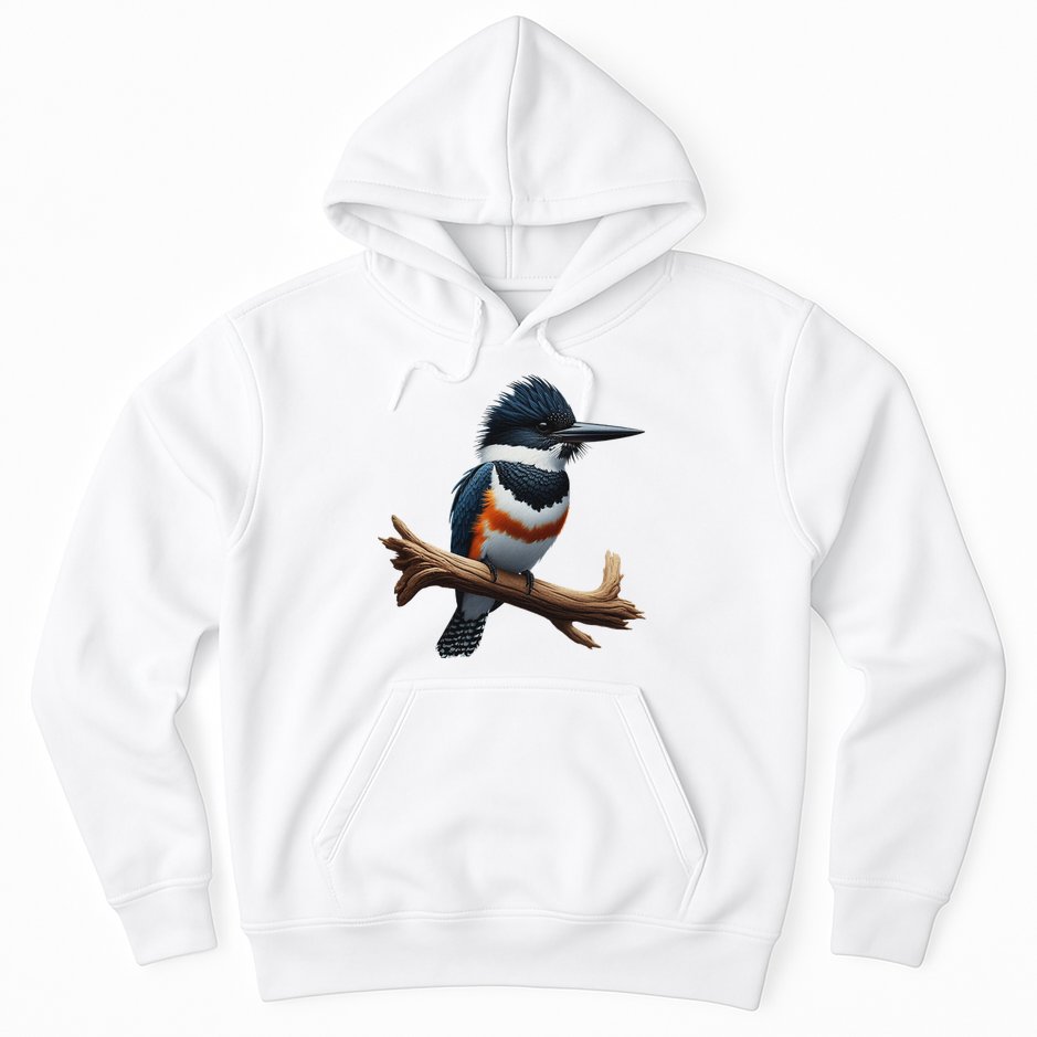 Bird Series. Belted Kingfisher Bird. ArtistS Rendition. Hoodie