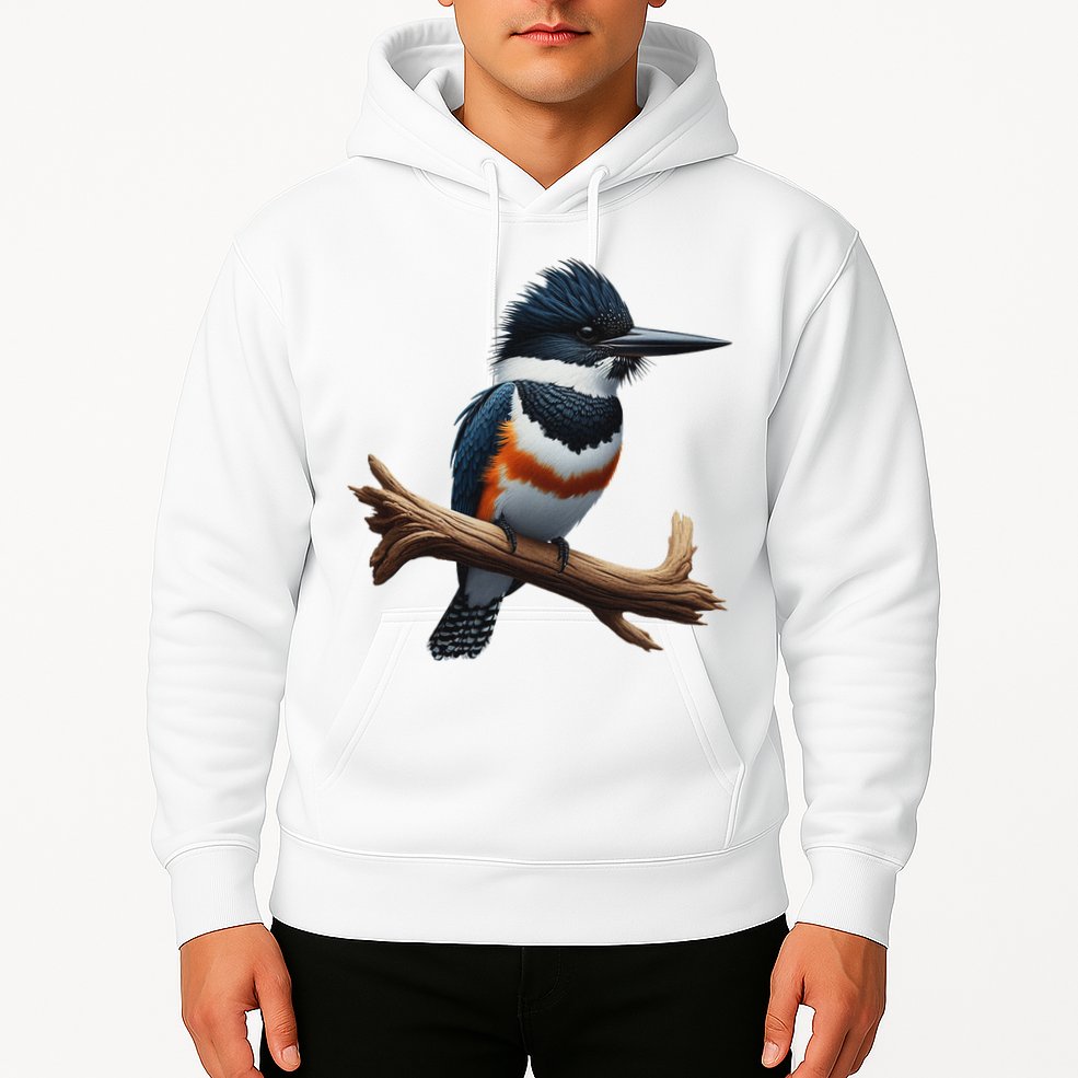 Bird Series. Belted Kingfisher Bird. ArtistS Rendition. Hoodie