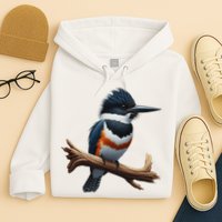 Bird Series. Belted Kingfisher Bird. ArtistS Rendition. Hoodie