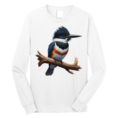 Bird Series. Belted Kingfisher Bird. ArtistS Rendition. Long Sleeve Shirt