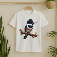 Bird Series. Belted Kingfisher Bird. ArtistS Rendition. T-Shirt