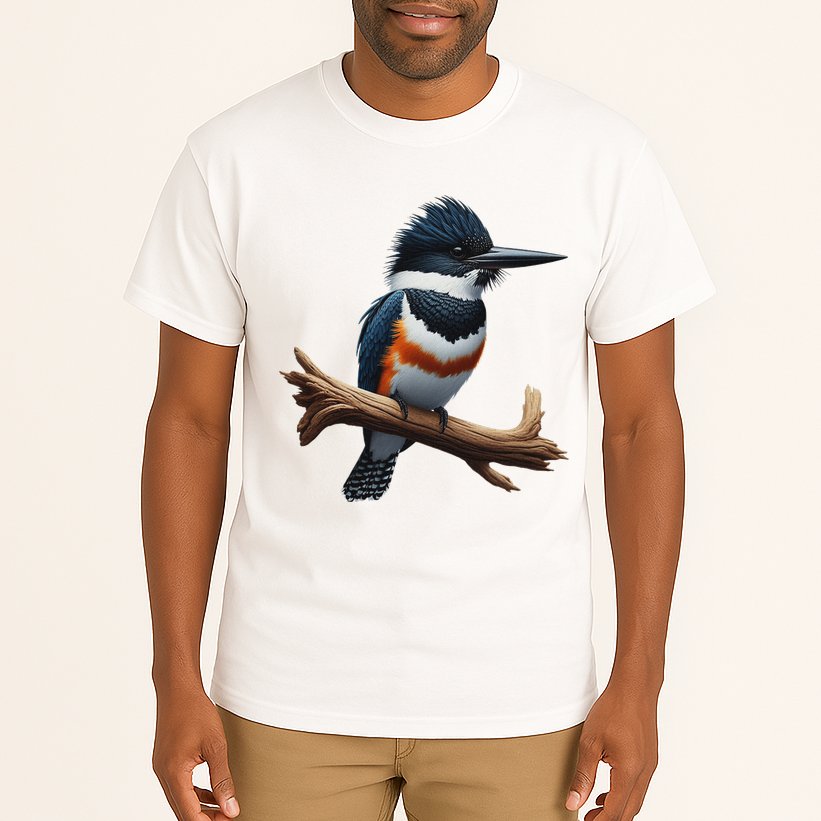 Bird Series. Belted Kingfisher Bird. ArtistS Rendition. Tall T-Shirt