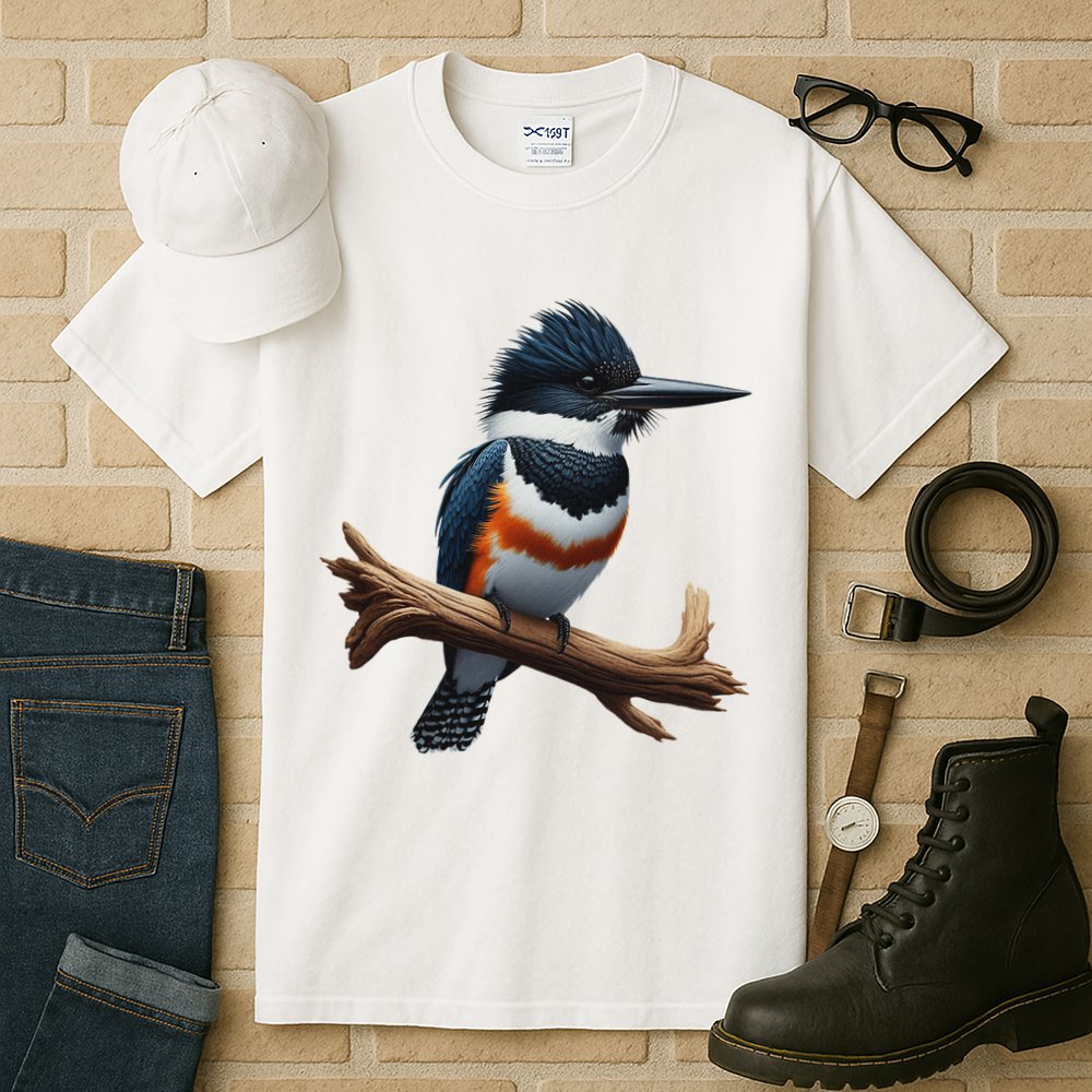 Bird Series. Belted Kingfisher Bird. ArtistS Rendition. Tall T-Shirt