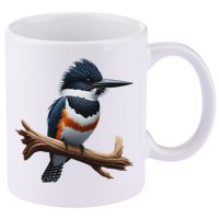 Bird Series. Belted Kingfisher Bird. ArtistS Rendition. 11oz C Handle Ceramic Mug