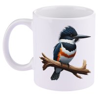Bird Series. Belted Kingfisher Bird. ArtistS Rendition. 11oz C Handle Ceramic Mug