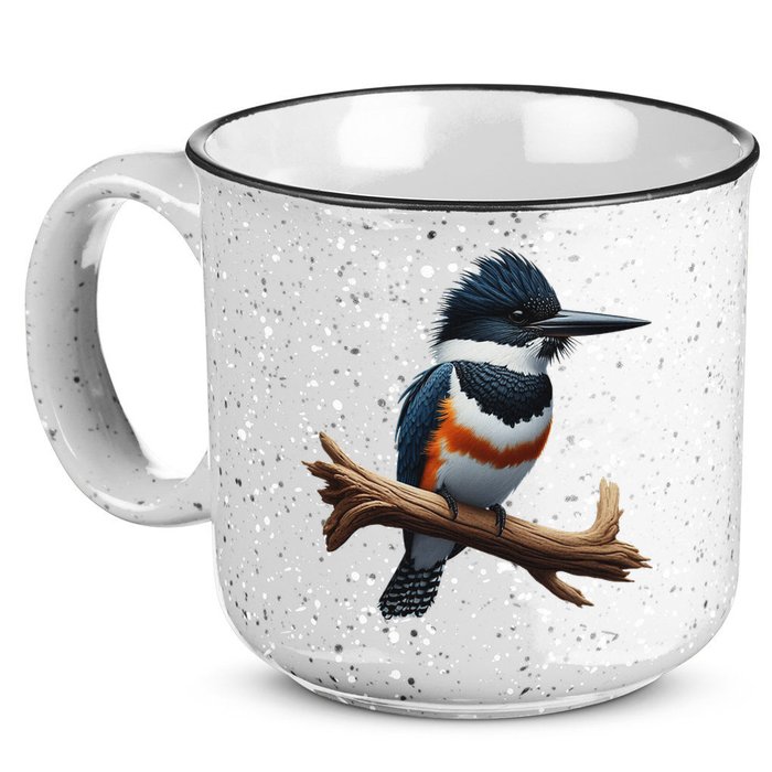 Bird Series. Belted Kingfisher Bird. ArtistS Rendition. 15oz Campfire Ceramic Mug