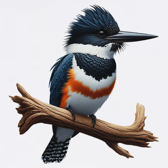 Bird Series. Belted Kingfisher Bird. ArtistS Rendition. Flatbill Hat