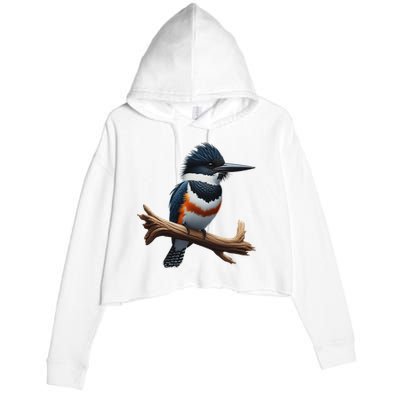 Bird Series. Belted Kingfisher Bird. ArtistS Rendition. Crop Fleece Hoodie
