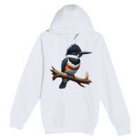 Bird Series. Belted Kingfisher Bird. ArtistS Rendition. Premium Pullover Hoodie