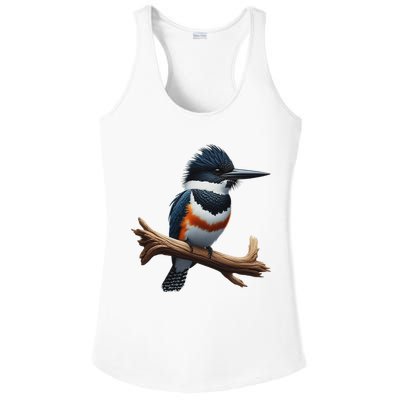 Bird Series. Belted Kingfisher Bird. ArtistS Rendition. Ladies PosiCharge Competitor Racerback Tank
