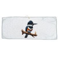 Bird Series. Belted Kingfisher Bird. ArtistS Rendition. Large Microfiber Waffle Golf Towel