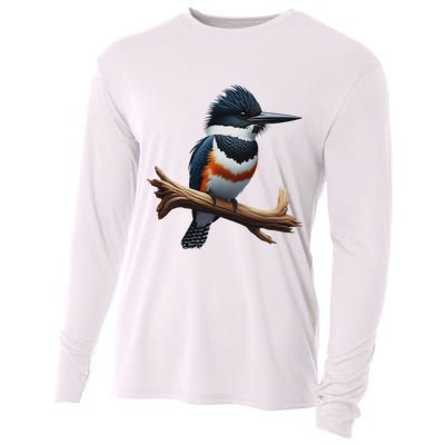 Bird Series. Belted Kingfisher Bird. ArtistS Rendition. Cooling Performance Long Sleeve Crew