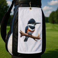 Bird Series. Belted Kingfisher Bird. ArtistS Rendition. Golf Towel