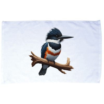 Bird Series. Belted Kingfisher Bird. ArtistS Rendition. Microfiber Hand Towel