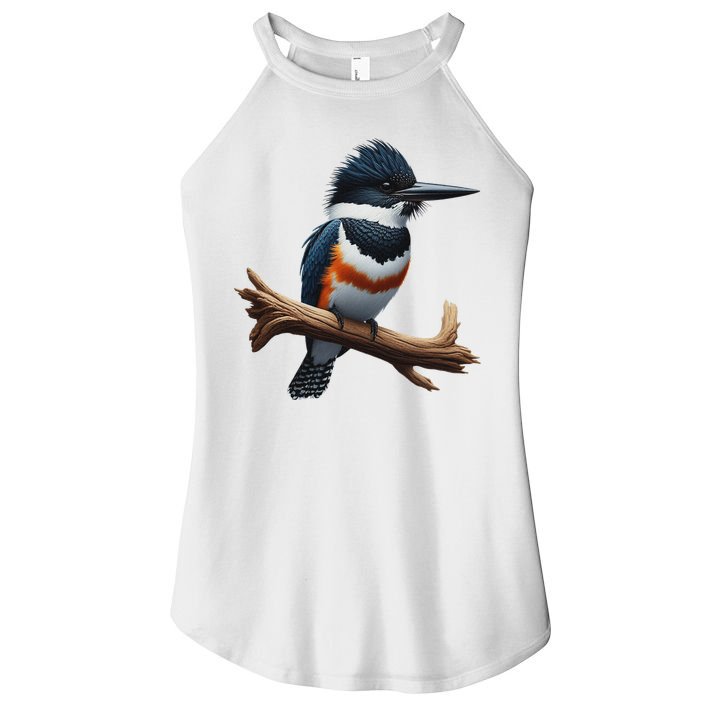 Bird Series. Belted Kingfisher Bird. ArtistS Rendition. Women's Perfect Tri Rocker Tank