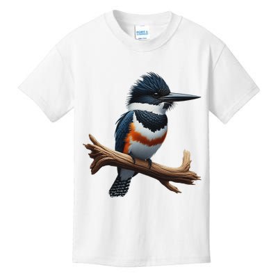 Bird Series. Belted Kingfisher Bird. ArtistS Rendition. Kids T-Shirt