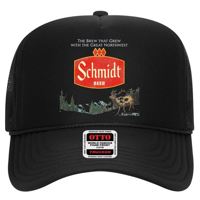 Beer Schmidt Beer Retro Defunct Nature Scene High Crown Mesh Back Trucker Hat